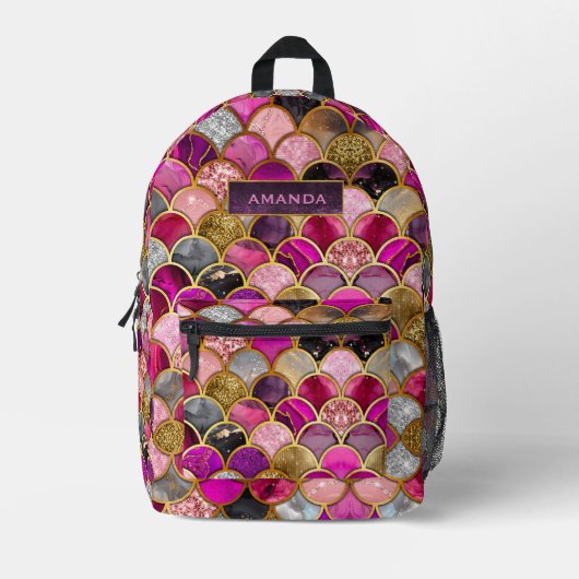 Sac À Dos Imprimé Cute rose rose or sirène échelles girly (Recto)