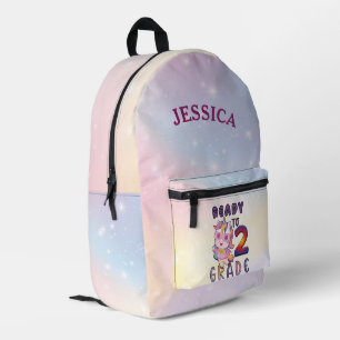 Sac À Dos Imprimé Cute Unicorn 2e grade Nom personnalisé
