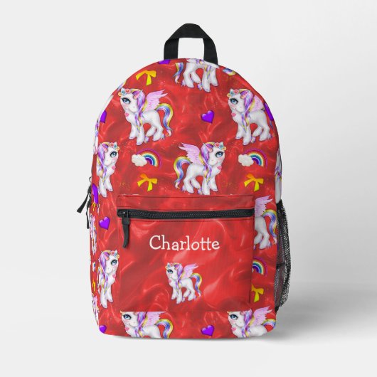 Sac À Dos Imprimé Cute Unicorn Enchanted Dreams Rouge (Recto)