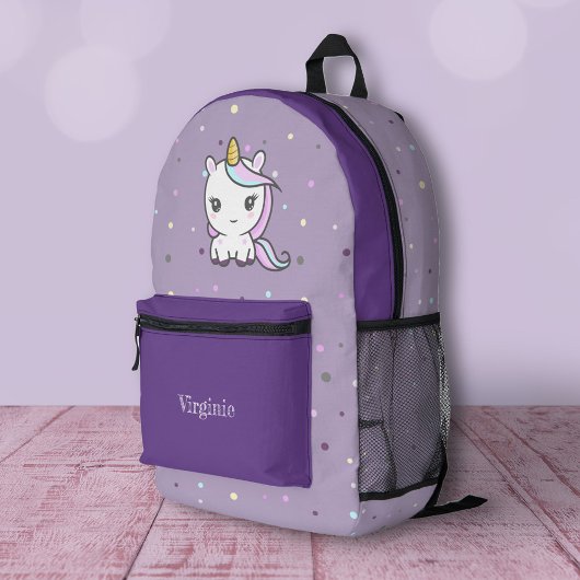 Sac À Dos Imprimé Cute Unicorn violet