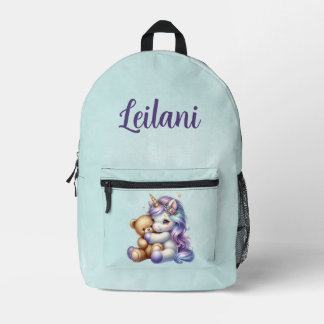Sac À Dos Imprimé Cute Unicorne avec un ours en peluche Personnalisé
