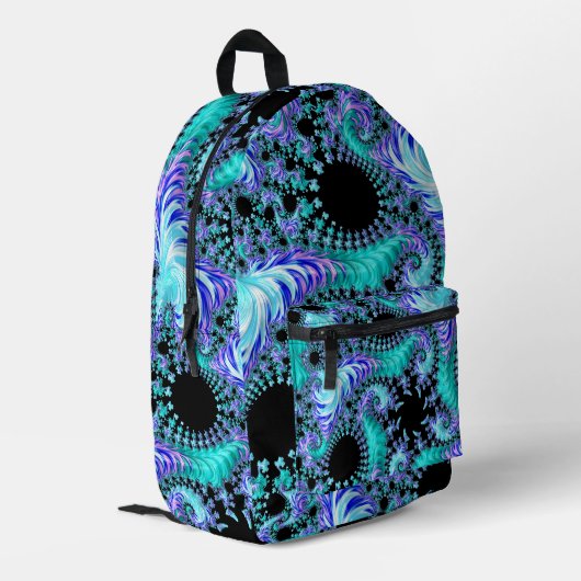 Sac À Dos Imprimé Cyan Tentacle psychédélique Abstrait art fractal (Coin arrière gauche)