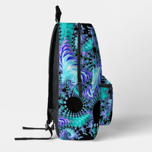 Sac À Dos Imprimé Cyan Tentacle psychédélique Abstrait art fractal (Gauche)