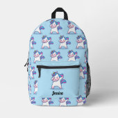 Sac À Dos Imprimé Dabbing Unicorn Motif Nom personnalisé (Recto)