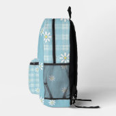 SAC À DOS IMPRIMÉ DAISIES BLANCHES AVEC MOTIFS PASTEL BLEU PLAID (Droite)