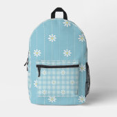 SAC À DOS IMPRIMÉ DAISIES BLANCHES AVEC MOTIFS PASTEL BLEU PLAID (Recto)
