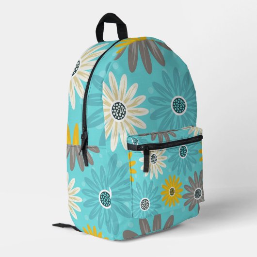 Sac À Dos Imprimé Daisy Teal Flower Pattern Backpack (Coin arrière gauche)