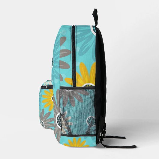 Sac À Dos Imprimé Daisy Teal Flower Pattern Backpack (Droite)