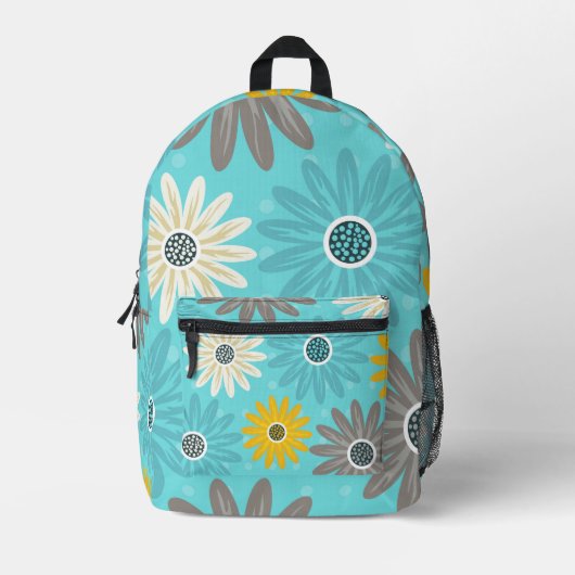 Sac À Dos Imprimé Daisy Teal Flower Pattern Backpack (Recto)