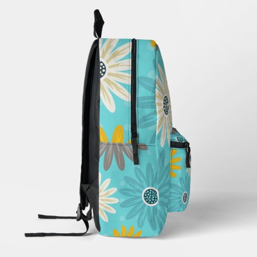 Sac À Dos Imprimé Daisy Teal Flower Pattern Backpack (Gauche)