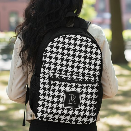 Sac À Dos Imprimé Damier Anglais Monogramme Noir & Blanc