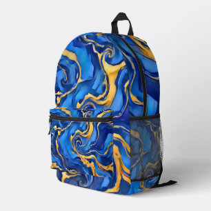 Sac À Dos Imprimé Danse Royale Riche Bleu Royal Or Abstrait
