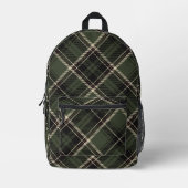 Sac À Dos Imprimé Dark Academia Épince foncée Vert Plaid (Recto)