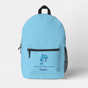 Sac À Dos Imprimé Dauphin bleu mignon et heureux dessin animé créatu