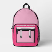Sac à dos imprimé de style BD rose (Recto)