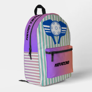 Sac À Dos Imprimé dégradé cool personnalisé avec bandes Pickleball