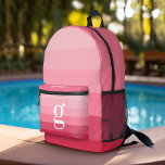 Sac À Dos Imprimé Dégradé des bandes rétro roses - Énorme monogramme<br><div class="desc">Un design élégant dégradé rose dans les tons rose un rose blush - Pour les utilisateurs avancés, vous pouvez cliquer sur le bouton modifier/customiser et modifier les couleurs des lignes. Inclus est une initiale pour votre monogramme dans une énorme police - fait un cadeau personnel ou un sac à dos...</div>
