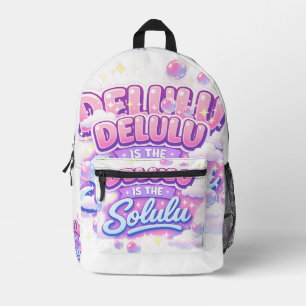 Sac À Dos Imprimé Delulu c'est le Solulu – Mème esthétique Kawaii mi