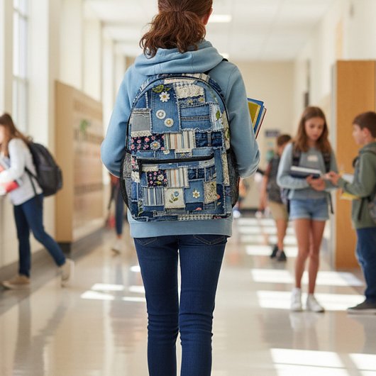 Sac À Dos Imprimé Denim Patchwork