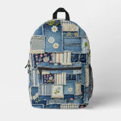 Sac À Dos Imprimé Denim Patchwork (Recto)