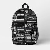 Sac À Dos Imprimé déplaisant journal halloween noir (Recto)