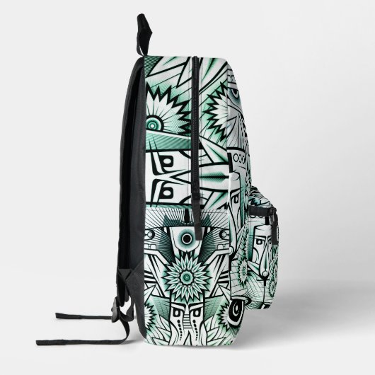 Sac À Dos Imprimé Design artistique tribal vert (Gauche)