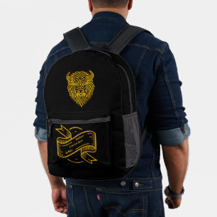 Sac À Dos Imprimé Design élégant d'une tête de bison doré