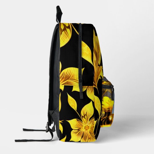 Sac À Dos Imprimé Design floral jaune doré (Gauche)