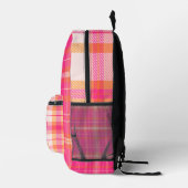 Sac À Dos Imprimé Design moderne en plaid rose avec nom (Droite)