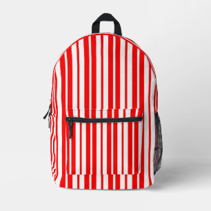 Sac À Dos Imprimé Design Motif de bandes verticales blanc rouge