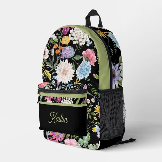 Sac À Dos Imprimé Design ressort floral Découpe verte personnalisée (Coin arrière droit)