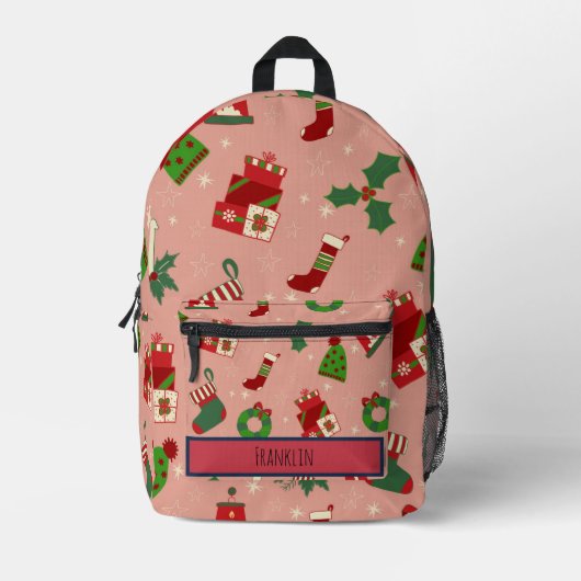 Sac À Dos Imprimé Dessin de Noël I Nom personnalisé (Recto)