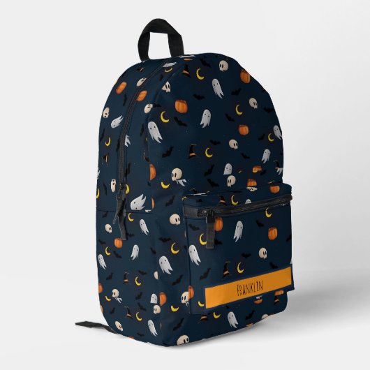 Sac À Dos Imprimé Dessin d'Halloween I Nom personnalisé (Coin arrière gauche)