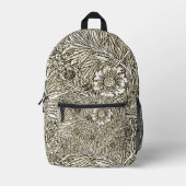 Sac À Dos Imprimé Dessin floral complexe marron et blanc (Recto)