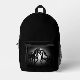 Sac À Dos Imprimé Deux chevaux en amour noir blanc cheval couple amo
