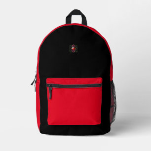 Sac À Dos Imprimé Deux Couleurs Élégantes Noir Et Rouge