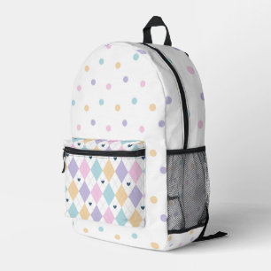 SAC À DOS IMPRIMÉ DIAMANT COLORÉ PASTEL MOTIF & POIS