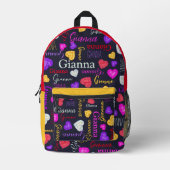 Sac À Dos Imprimé Diamant de miel, rouge rose jaune nom personnalisé (Recto)