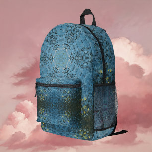Sac À Dos Imprimé Digital Mandala bleu et jaune