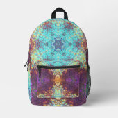 Sac À Dos Imprimé Digital Mandala bleu jaune et violet (Recto)