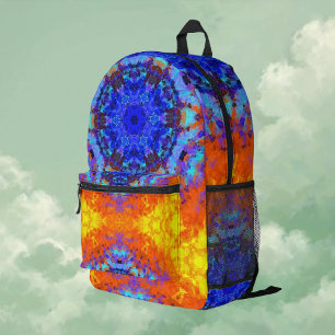Sac À Dos Imprimé Digital Mandala bleu orange et jaune