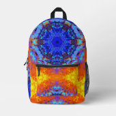 Sac À Dos Imprimé Digital Mandala bleu orange et jaune (Recto)