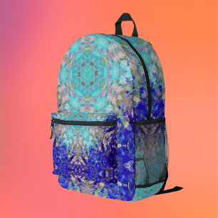 Sac À Dos Imprimé Digital Mandala bleu violet et blanc