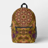 Sac À Dos Imprimé Digital Mandala jaune rouge et violet (Recto)