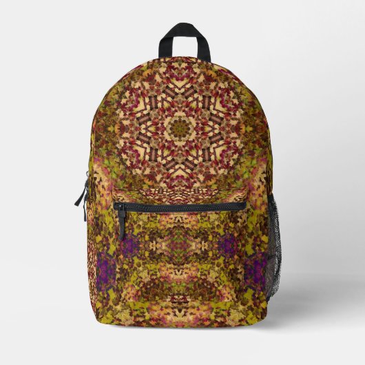 Sac À Dos Imprimé Digital Mandala jaune rouge et violet (Recto)