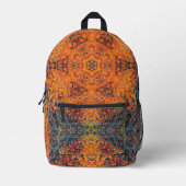 Sac À Dos Imprimé Digital Mandala Orange bleu et jaune (Recto)