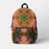 Sac À Dos Imprimé Digital Mandala rose jaune et vert (Recto)