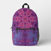 Sac À Dos Imprimé Digital Mandala rose violet et bleu (Recto)