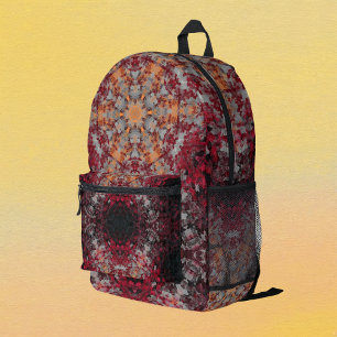 Sac À Dos Imprimé Digital Mandala rouge blanc orange et noir