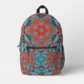 Sac À Dos Imprimé Digital Mandala rouge et bleu (Recto)